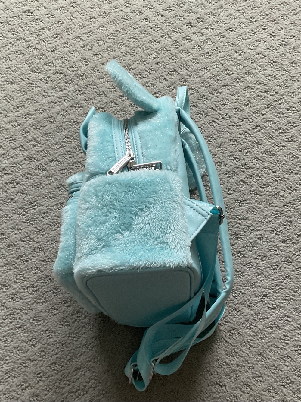 Loungefly Mint Plush Bear-Ear Kids Mini Backpack with Bow - Picture 5 of 8